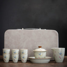 Load image into Gallery viewer, Ash Glaze Ceramics Tea Set (Butterfly) 10 Pieces