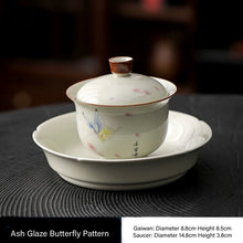 Load image into Gallery viewer, Ash Glaze Ceramics Tea Set (Butterfly) 10 Pieces