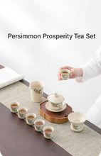 Load image into Gallery viewer, Persimmon Prosperity Ceramic Tea Set (10 pieces)