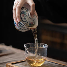 Load image into Gallery viewer, Blue Glazed Porcelain Tea Set (7 Pieces) Fruity Pattern