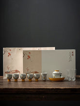 Load image into Gallery viewer, Hand-painted plant ash glazed butterfly ceramic kung fu tea set (10 pieces)