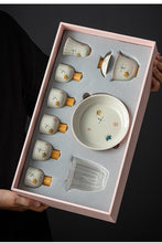 Load image into Gallery viewer, Hand-painted plant ash glazed butterfly ceramic kung fu tea set (10 pieces)
