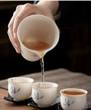Load image into Gallery viewer, Hand-painted white porcelain kung fu tea set (10 pieces)