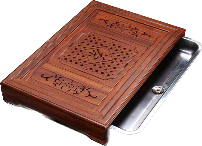 Gungfu Chinese Tea Serving Tray (WOODEN) with Stainless Steel Drainage Tray